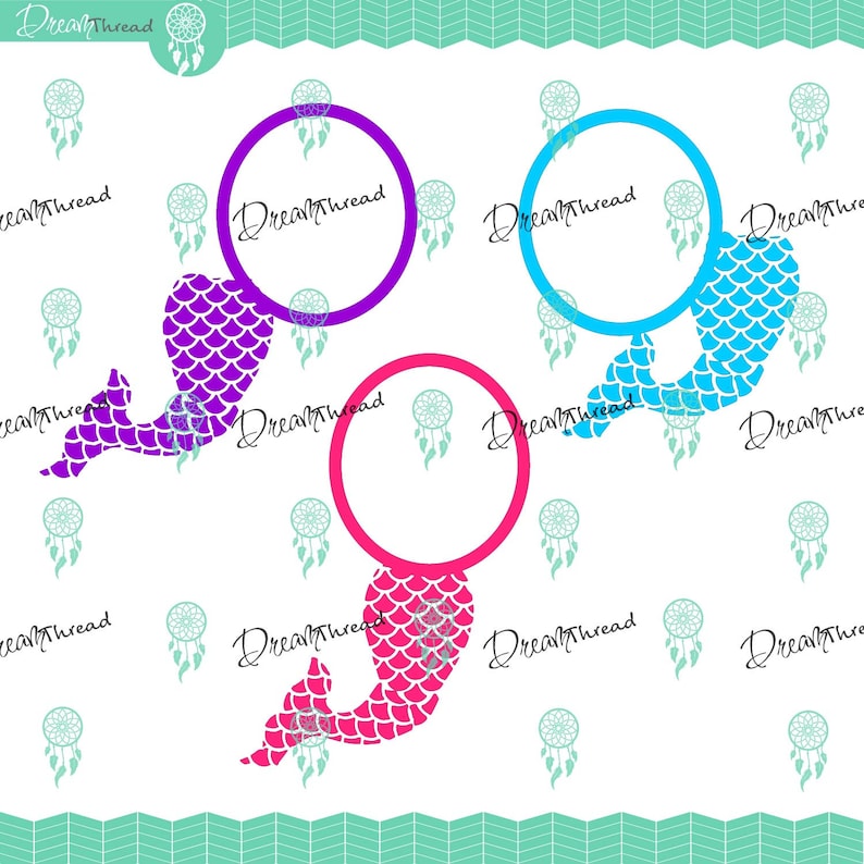 Download Mermaid tail Monogram Frames File SVG file DXF file ...