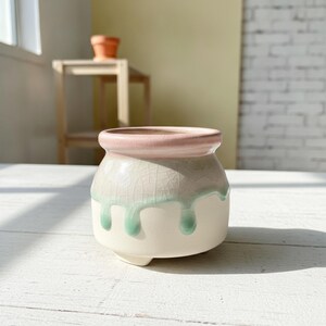 Crackle Glaze Planter, Ceramic Pot, Succulent Holder, Small Plant Decor, Housewarming Gift