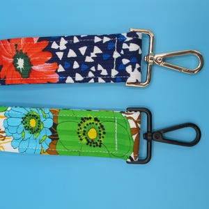 Vintage Fabric Keychain Wristlet: Colorful Key Fob Lanyard