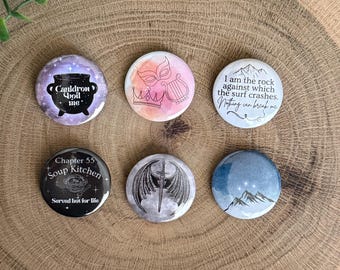 ACOTAR inspired pins, Bookish accessories, Velaris, Cauldron boil me