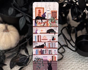 Halloween bookmark, black cat bookmark, fall book accessories