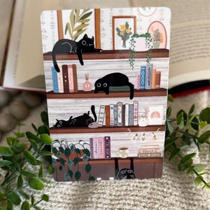 Black Cat Kindle Insert, Funny Reading Gift, Custom Laminated Cover