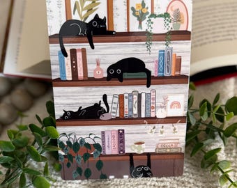 Black Cat Kindle Insert, Funny Reading Gift, Custom Laminated Cover