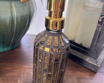 Gold mosaic style soap dispenser
