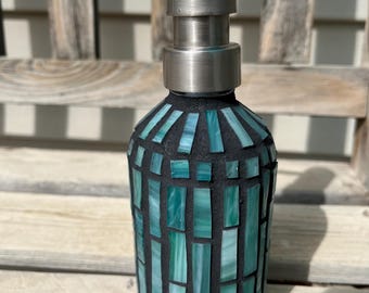 Mosaic soap dispenser, art glass soap dispenser