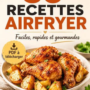 Libro de recetas para freidora de aire en PDF | 50 recetas fáciles y rápidas | Libro electrónico de cocina | Platos principales, postres y recetas vegetarianas