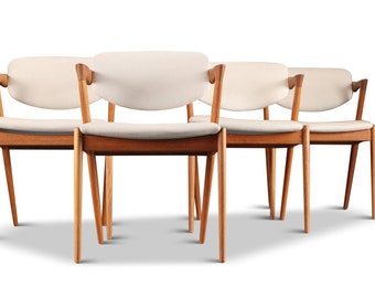 Set Of Four Kai Kristiansen Model 42 Dining Chairs In Teak