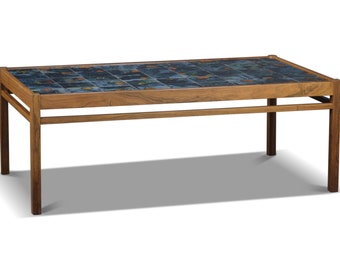 1960s Rosewood + Ceramic Tile Coffee Table