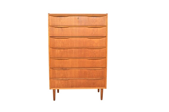 Danish Modern Mid Century Oak Tibergaard Seven Drawer Highboy Etsy