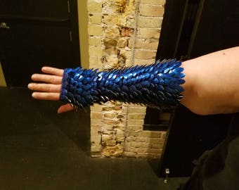 Custom crochet dragon scale gauntlets, LARP armor