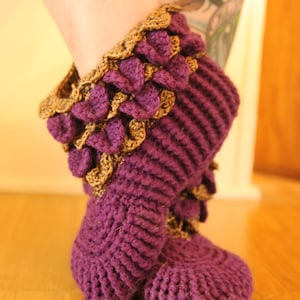 Custom Purple and metallic gold women&#39;s crocodile stitch slippers
