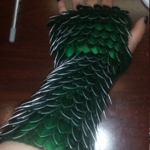 Custom crochet dragon scale gauntlets, LARP armor image 1