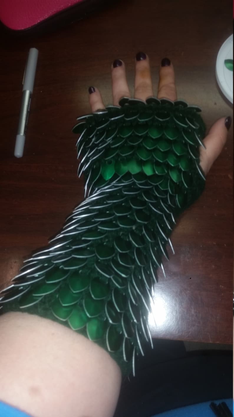 Custom crochet dragon scale gauntlets, LARP armor image 1