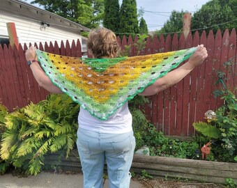 Peas and carrots virus shawl, crochet shawl, crochet virus shawl