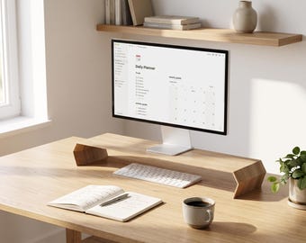 Eiken monitorstandaard, handgemaakte houten bureauplank, massief eiken monitorverhoger met opbergruimte, bureau-organizer voor thuis of op kantoor, cadeau