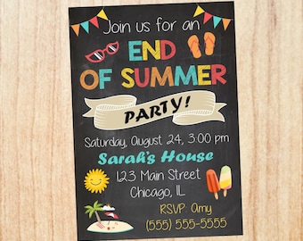 back to school chalkboard party invitation end of summer party etsy