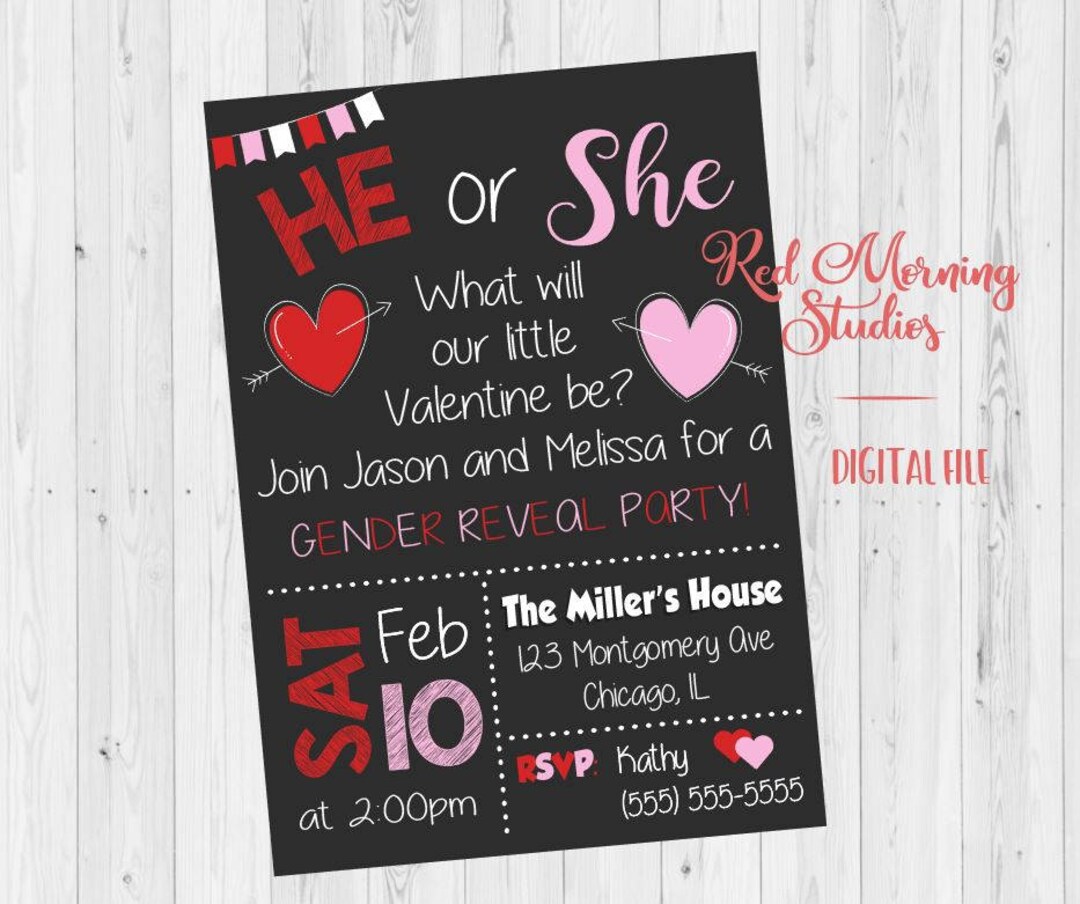 Valentine Gender Reveal Party Invitation. PRINTABLE Baby Etsy