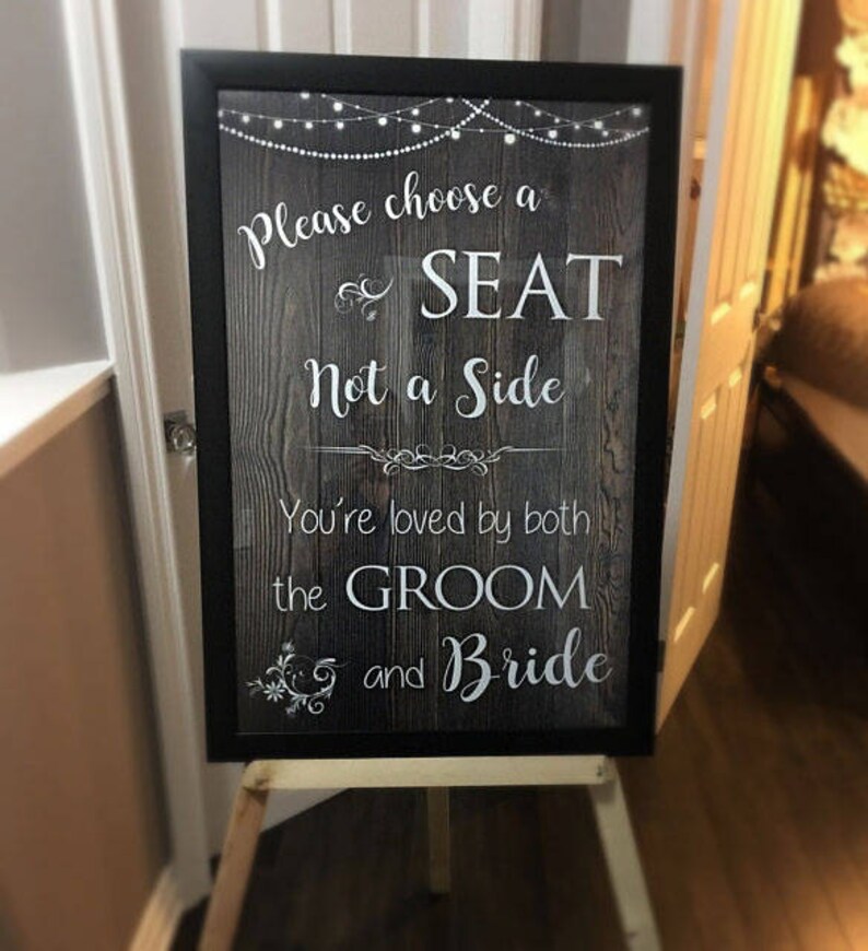 Pick a Seat Not a Side sign. Rustic wedding sign. Printable. | Etsy
