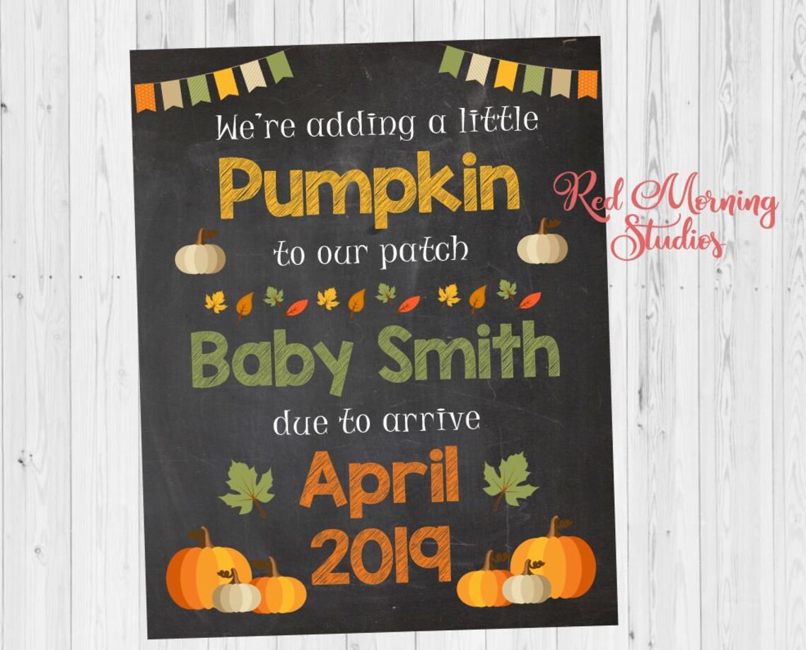 Pumpkin Pregnancy Announcement Sign. DIGITAL FILE. Fall - Etsy