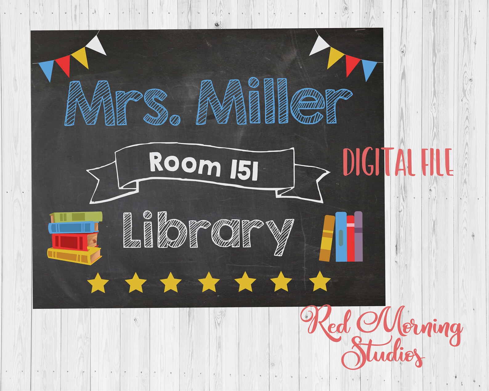 Library Door Sign. PRINTABLE. Teacher Librarian Name Room | Etsy