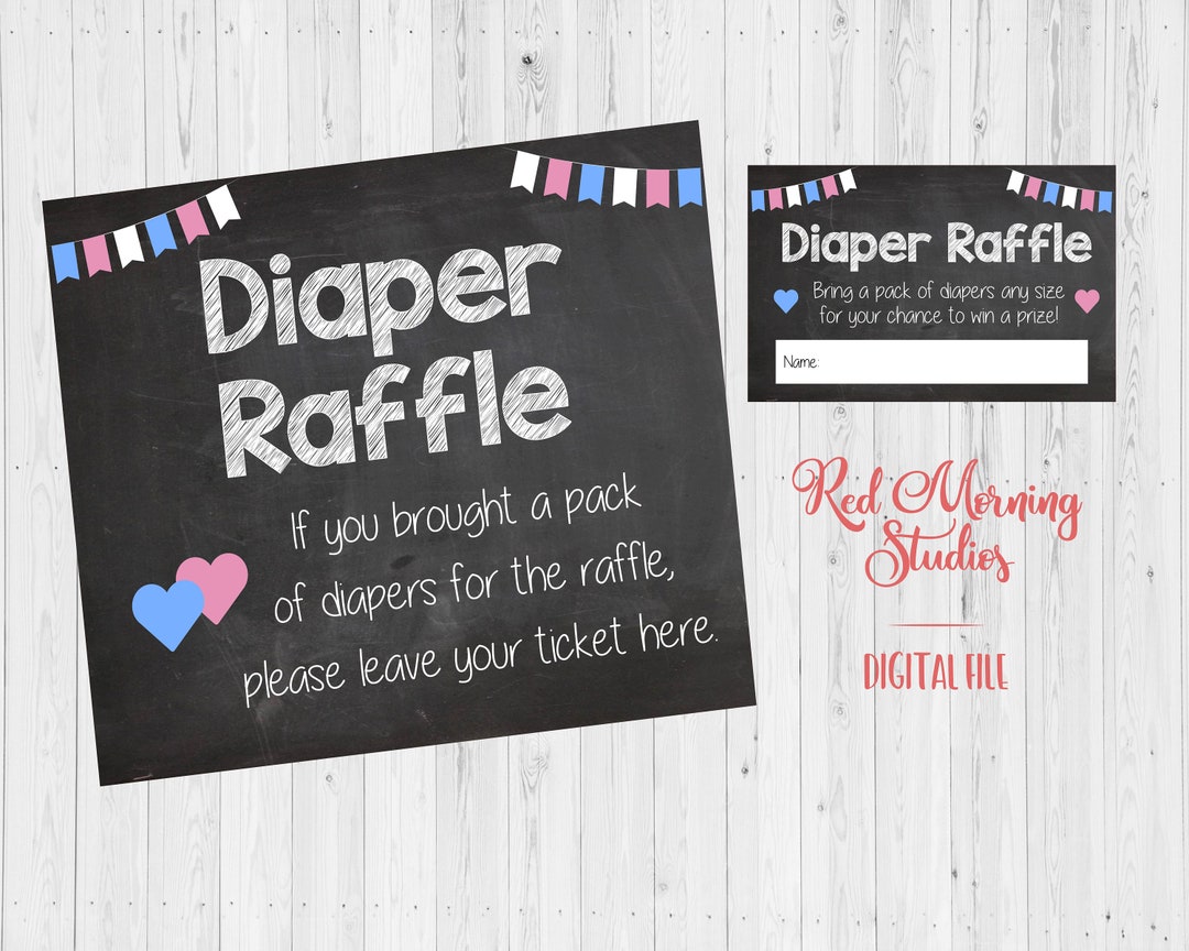 Gender Reveal Diaper Raffle Ticket. PRINTABLE Gender Reveal Diaper ...