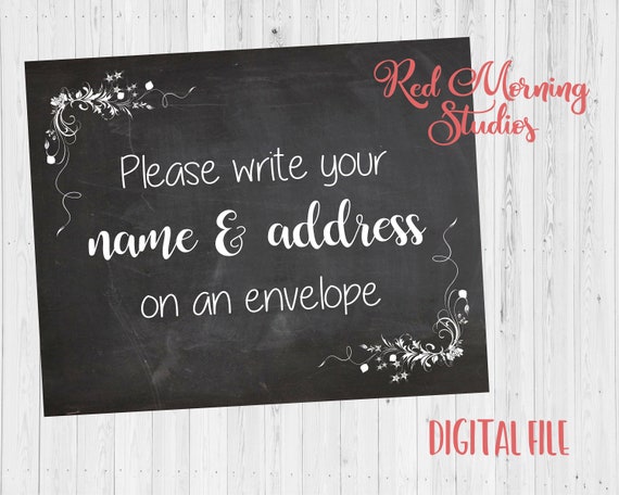 wedding addressee thank you card Write your Address Sign Rustic Bridal Shower Address Station sign DIGITAL FILE sign an envelope