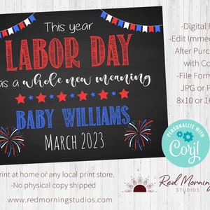 Labor Day Pregnancy Announcement Sign. DIGITAL FILE. Labor Day has a whole new meaning Pregnancy Reveal. new baby poster
