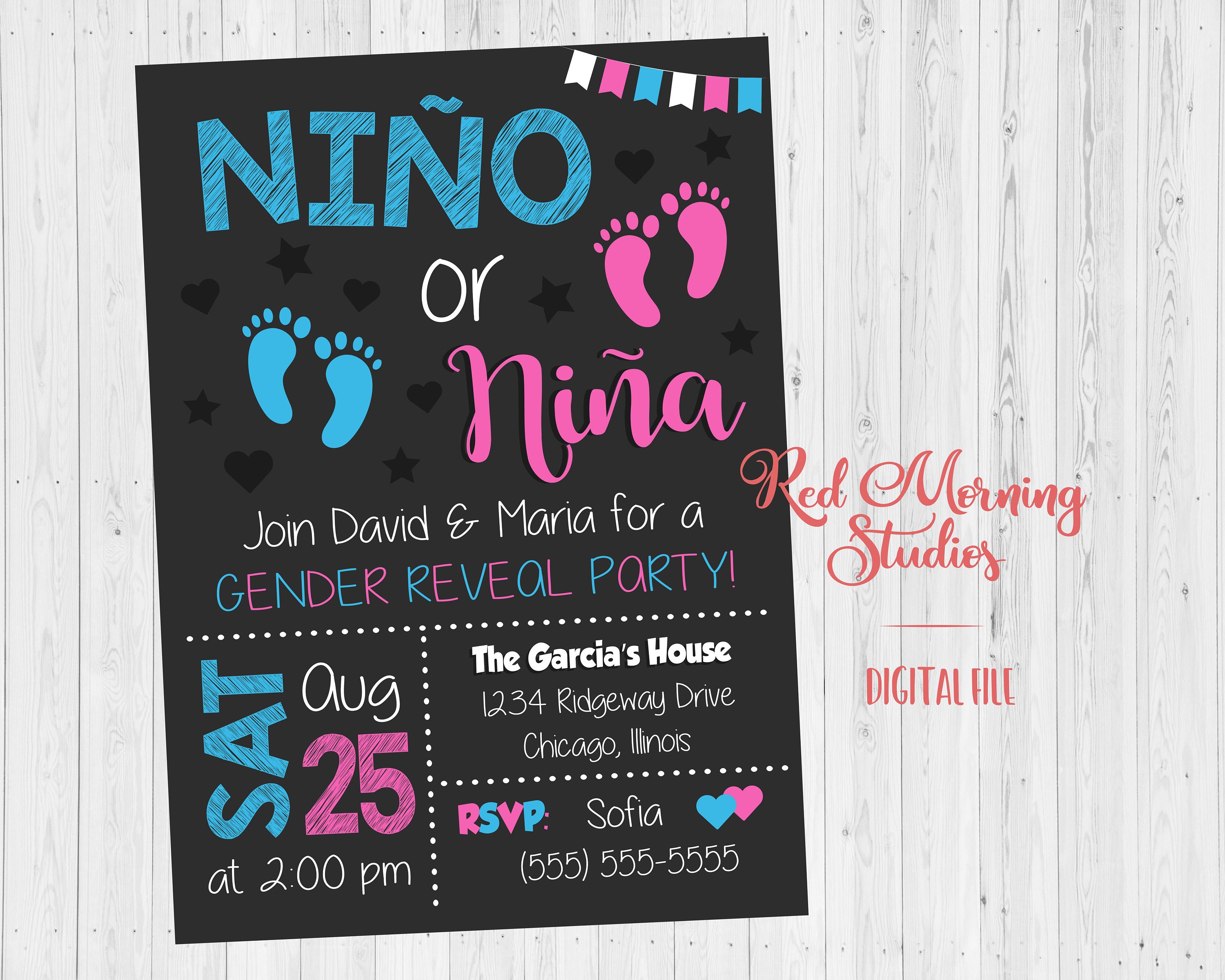 Fiesta Gender Reveal Party Invitation. Imprimible. Nino o Nina Etsy España