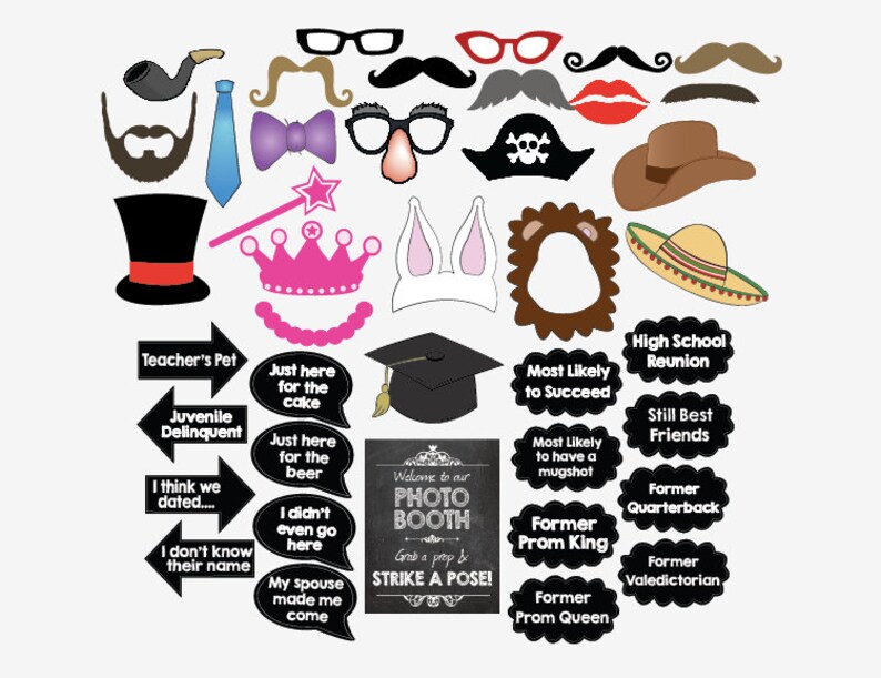 Class Reunion PRINTABLE Photo Booth Props High School Reunion Class Reunion PRINTABLE Photo Booth Props High School Reunion