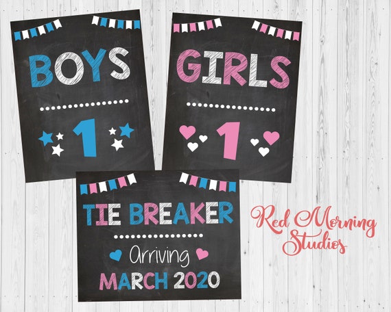 Tie Breaker Chalkboard Pregnancy Announcement - Set of 3 Printable Photo  Props / Baby Announcement / Chalkboard Signs / Tie Breaker Coming