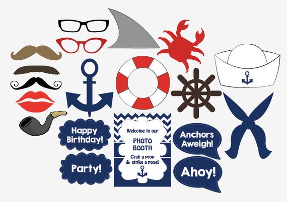 Printable Nautical Photo Booth Props – Tracy Digital Design