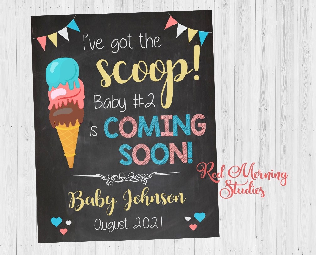 Ice Cream Pregnancy Announcement Sign. DIGITAL FILE. I've - Etsy