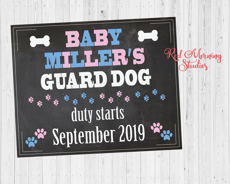 Guard Dog Duty Pregnancy Announcement Sign. DIGITAL FILE. Dog Etsy