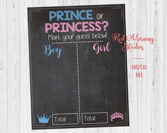 Prince or Princess Gender Reveal. PRINTABLE. Prince or Princess. gender reveal Guess sign. baby shower poster boy girl. gender reveal game