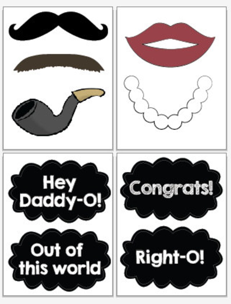 50s Photo Booth Props PRINTABLE Digital Photobooth 1950s Party Etsy