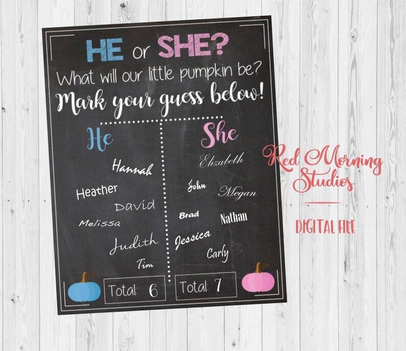 Fall Gender Reveal Guess Sign. PRINTABLE. Pumpkin Gender - Etsy