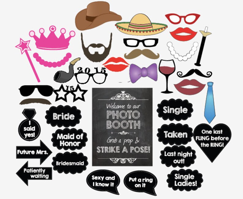 bachelorette photo booth props diy printable party games