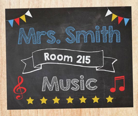 Music Teacher Classroom Door Sign Printable Music Teacher Name Room Number Sign Music Teacher Classroom Decor Decorations Poster