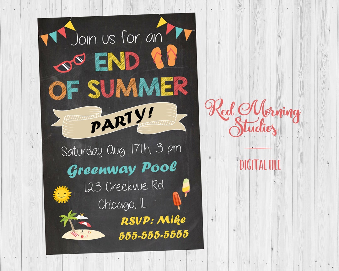 End of Summer Party Invitation. PRINTABLE End of Summer Invitation ...