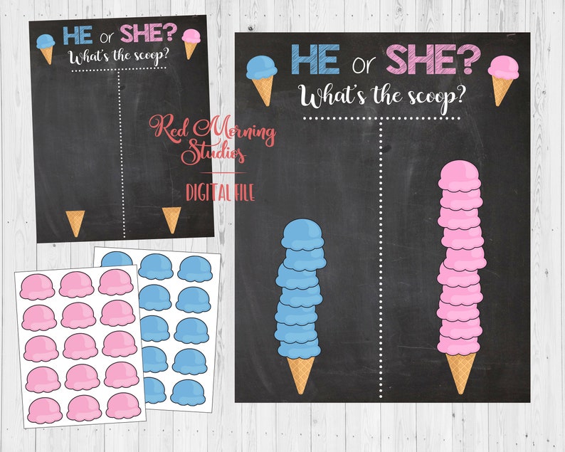 Ice Cream Scoop Gender Reveal. PRINTABLE. What's the Scoop Etsy