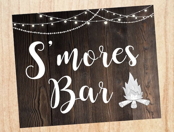 S'mores sign. wedding smores rustic sign. PRINTABLE | Etsy