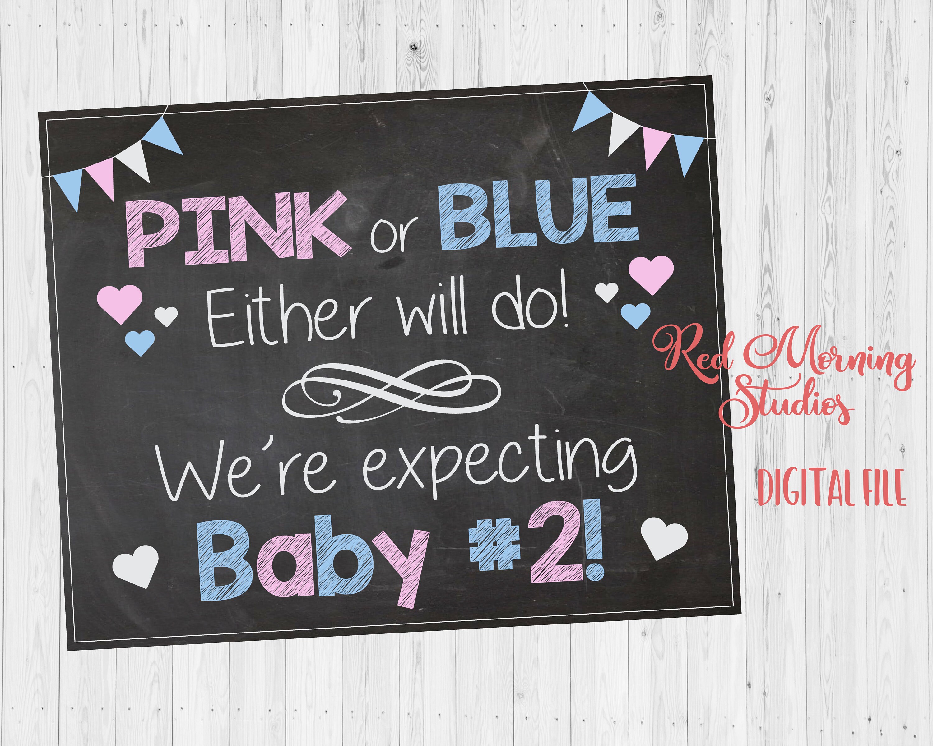 Second Child Pregnancy Announcement Sign. INSTANT DIGITAL Etsy