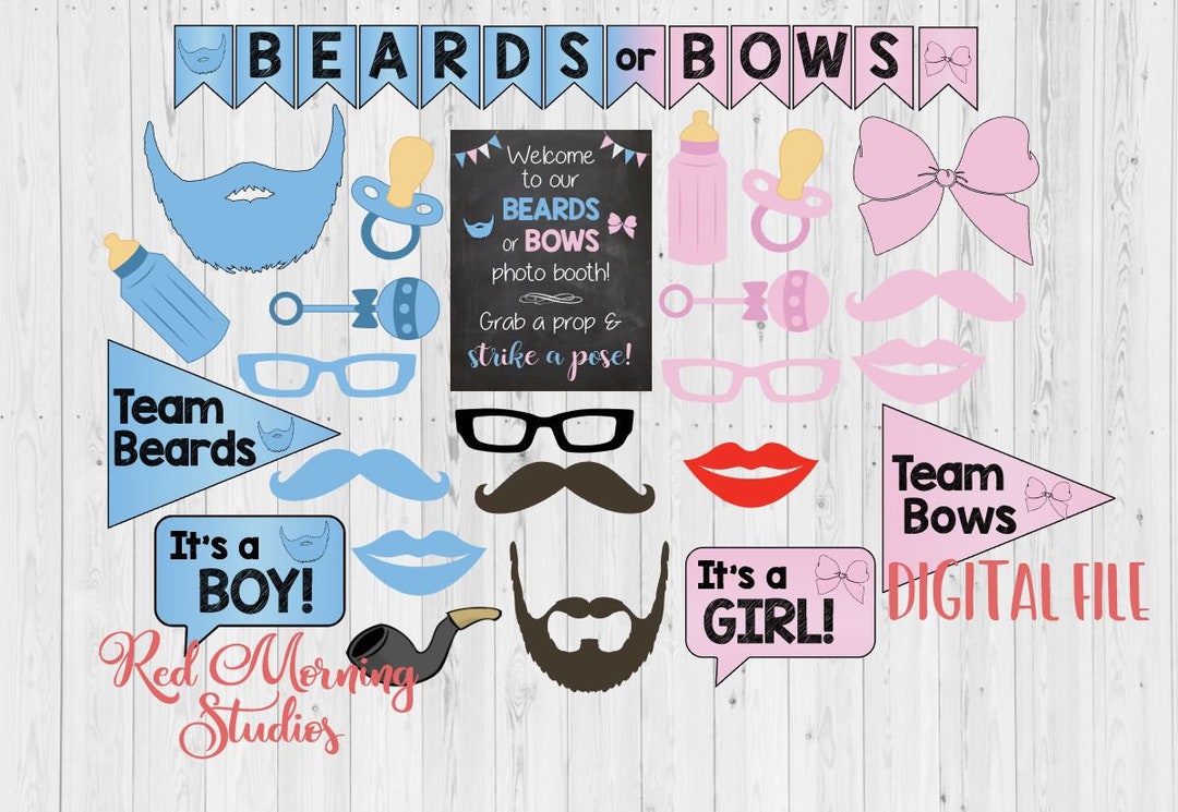 Beards or Bows Photo Booth Props. PRINTABLE. Beards or Bows - Etsy