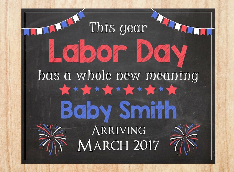 Labor Working day Being pregnant Announcement Indicator PRINTABLE contemporary boy or girl chalkboard poster image relating to Closed Labor Day Printable Sign known as Labor Working day Being pregnant Announcement Indication PRINTABLE clean boy or girl chalkboard poster