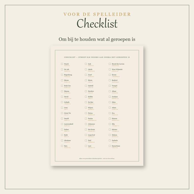 Checklist voor de spelleider