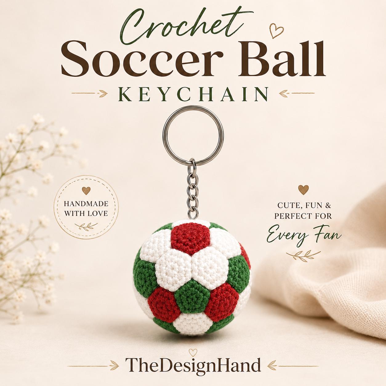 Custom Country-Color Soccer Ball Keychain Crochet