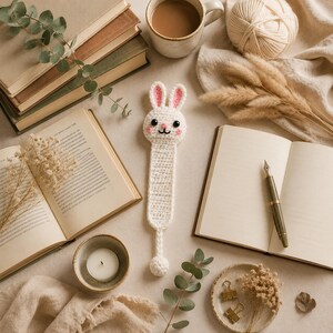 Virkat kaninbokmärkesmönster PDF, Nybörjare Amigurumi Djurbokmärke (Digital Nedladdning)