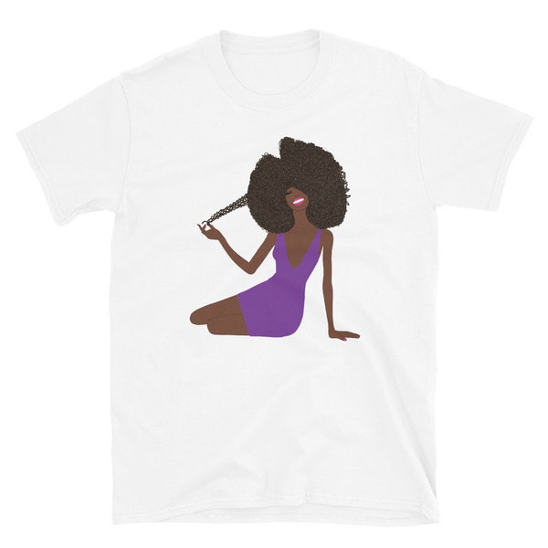 Curly Hair Short-Sleeve Unisex T-Shirt Purple Dress