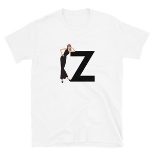 letra, z, diseño del alfabeto, Mujeres de la A a la Z, moda, boceto, ilustración, sexy, arte, diseñador, camiseta unisex de manga corta