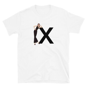carta, X, diseño del alfabeto, Mujer de la A a la Z, moda, boceto, ilustración, sexy, arte, diseñador, camiseta unisex de manga corta